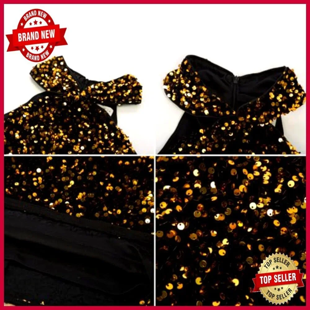 Sequin Halter Dress Sparkly Glitter Bodycon Mini Club Night Out Elegant
